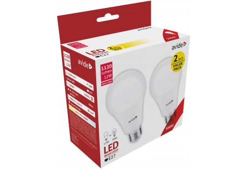 LED Globe Twin Pack A60 12W E27 WW