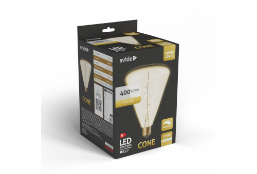 Avide LED Jumbo Filament Cone Amber 4.9W E27 2200K Dimmable