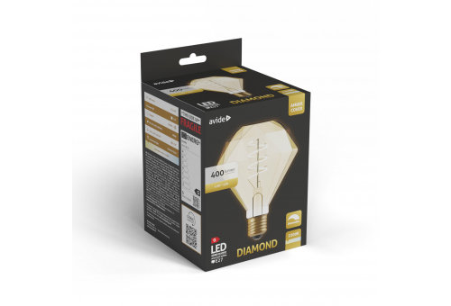 Avide LED Jumbo Filament Diamond Amber 4.9W E27 2200K Dimmable