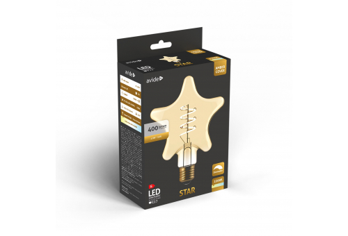Avide LED Jumbo Filament Star Amber 4.9W E27 2200K Dimmable