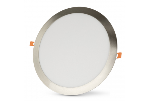 LED Ceiling Lamp Recessed Panel Round ALU Satin Nickel 24W NW