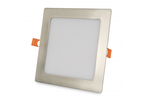 LED Ceiling Lamp Recessed Panel Square ALU Satin Nickel 12W NW