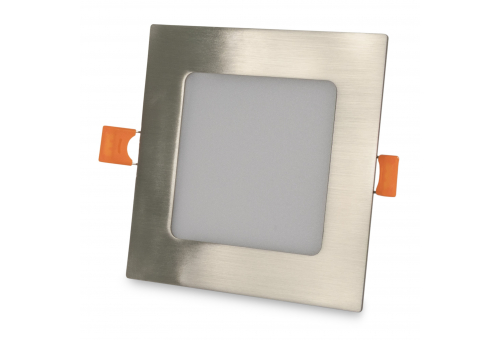 LED Ceiling Lamp Recessed Panel Square ALU Satin Nickel 6W NW