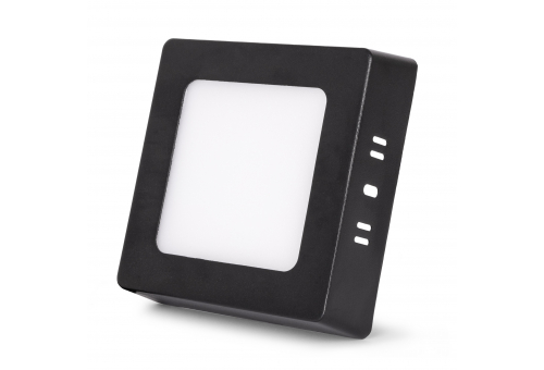 LED Falra Szerelhető Négyzetes Mennyezeti Lámpa 6W, CCT kapcsolóval, ALU, IP44 Front, Black