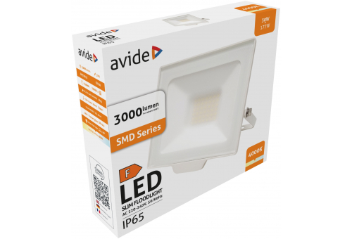 Avide LED Frosted Flood Light Slim SMD 30W NW 4000K White